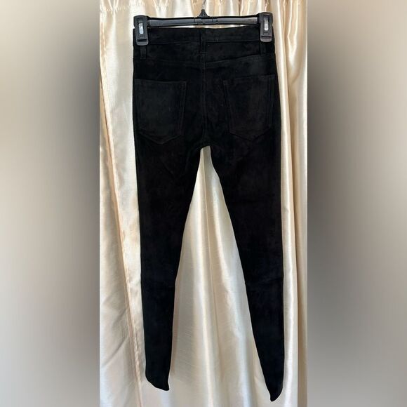Current/Elliot Women's Black Lambskin Suede Leather Pants Size 23 EUC - Picture 2 of 7